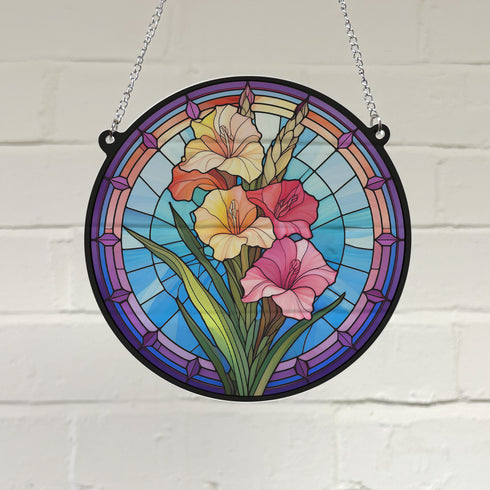 Gladiolus Stained Glass Effect Suncatcher
